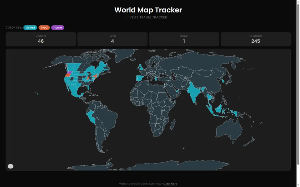 World Map Travel Tracker screenshot